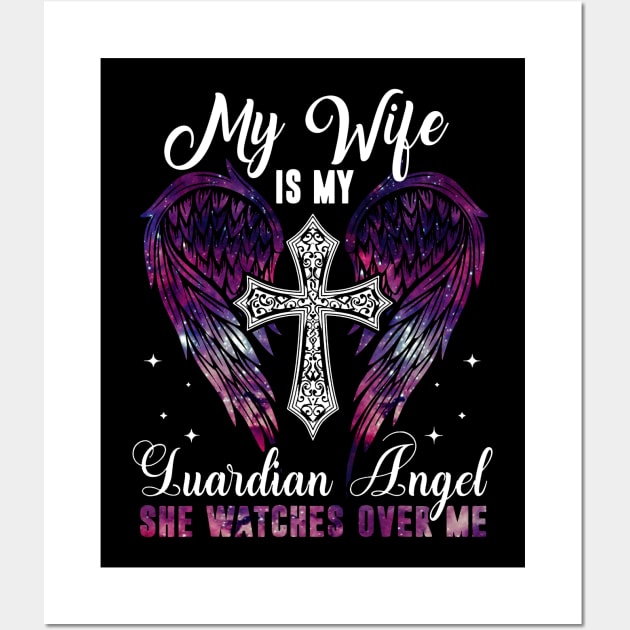 Wife Is Guardian Angel She Watches Over Me Wall Art by Buleskulls 